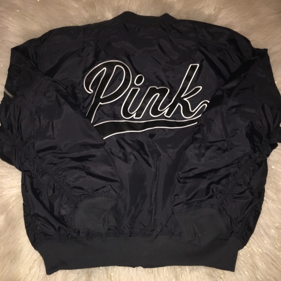 Victoria’s Secret PINK Black Flight Bomber Jacket - Picture 2 of 7